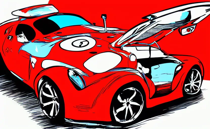 Image similar to Red Hot European Style Sports Car, Cartoon, Caricature, Vector Illustration Pro Vector, 8k