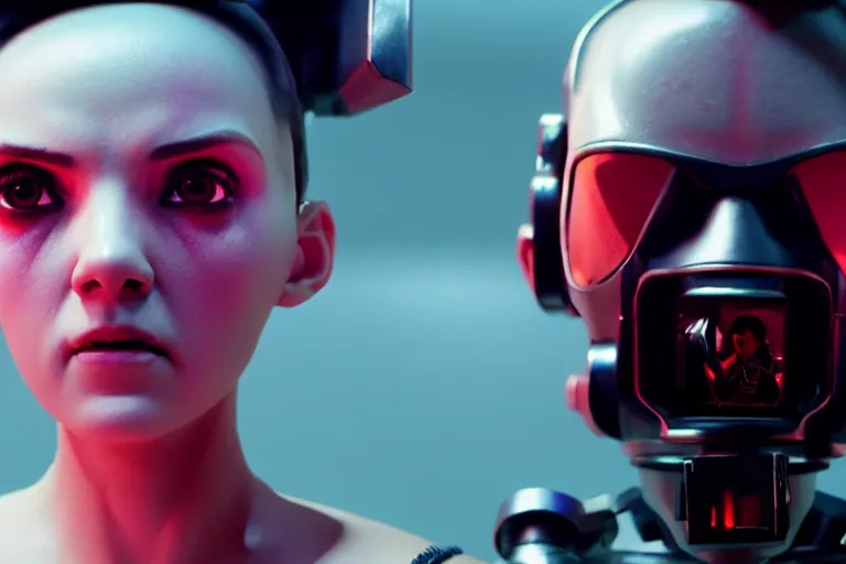 Image similar to vfx film, love death and robots, flat color profile low - key lighting award winning photography arri alexa cinematography, hyper real photorealistic cinematic, atmospheric cool colorgrade