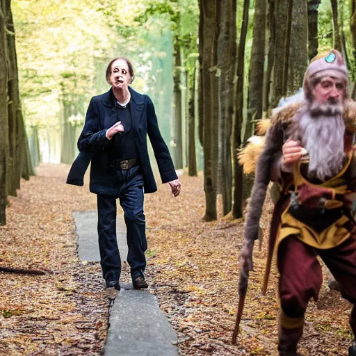 Image similar to steve buscemi being attacked by elves, canon eos r 3, iso 2 0 0, 1 / 1 6 0 s, 8 k, raw, unedited, symmetrical balance, in - frame