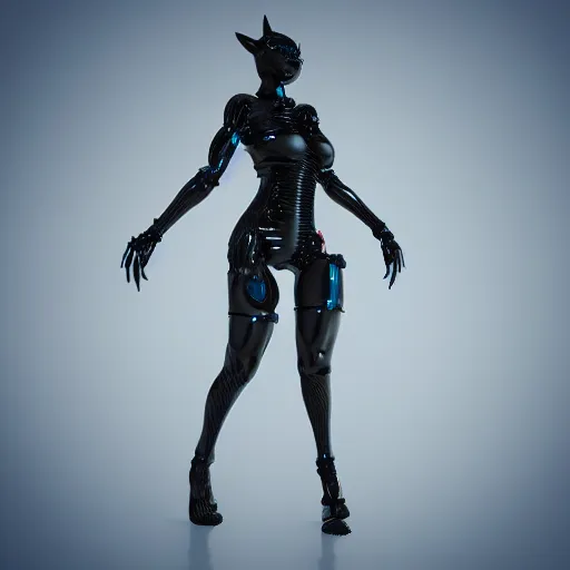Prompt: futuristic black cat cyborg 3d render, 4k, hyperrealistic