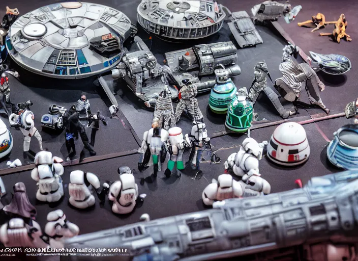 Image similar to a photo of a epic grand scale diorama of star wars toys, canon, macro photography