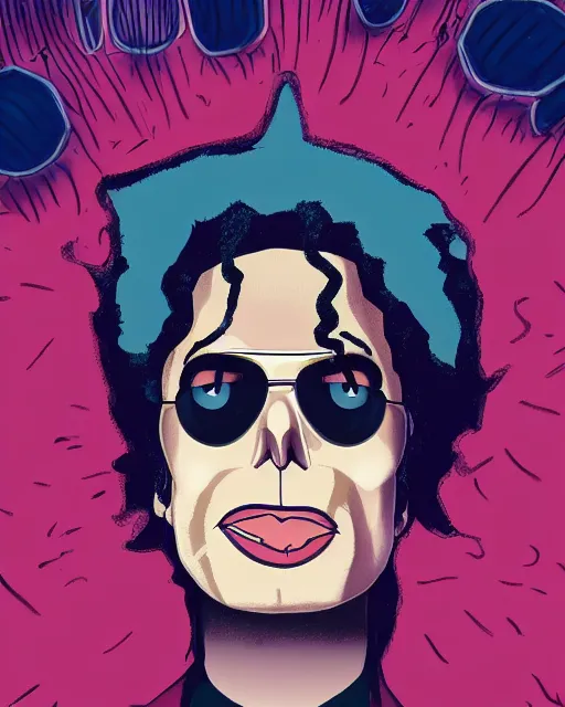 Image similar to portrait of michael jackson in the style of justin roiland. cinematic lighting. style of rick & morty. photographic, photography. by justin roiland