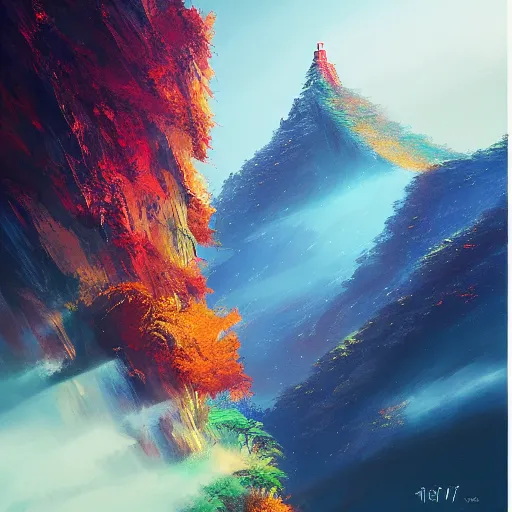 Prompt: tianzi shan mountain peak, by anato finnstark, by alena aenami, by john harris, by ross tran, by wlop, by andreas rocha