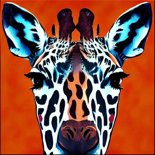 Image similar to “painted giraffe portrait, dotart, album art in the style of James Jean”