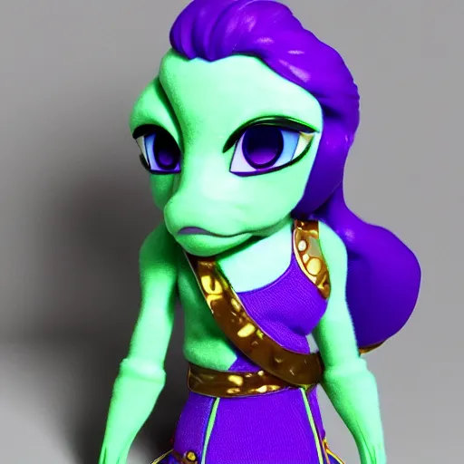 Image similar to cute fumo plush of a knight girl of a royal legion, green and purple, monster girl, vray, artstation