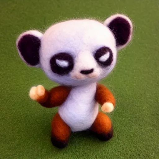 Image similar to a needle felted tom nook from animal crossing, needle felting art.