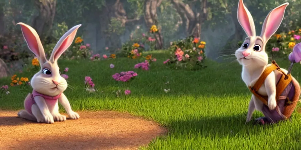 Image similar to a rabbit in the movie tangled, screenshot