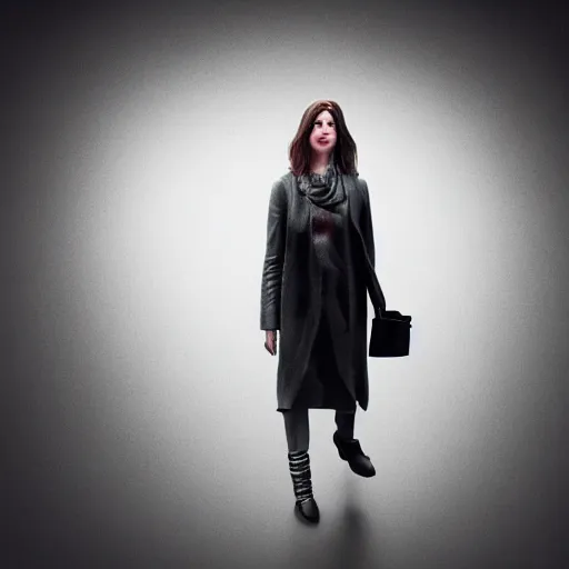 Image similar to ultra mega super hyper realistic Full lenght view contemporary art photography of highly detailed woman with highly detailed face walking with a highly detailed dog . Photo on Leica Q2 Camera lens angle 200mm, Rendered in VRAY and DaVinci Resolve and MAXWELL and LUMION 3D, Volumetric natural light