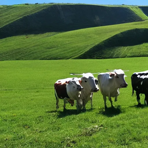 Prompt: star trek borg drones supervising cows on a beautiful farm, 4 k