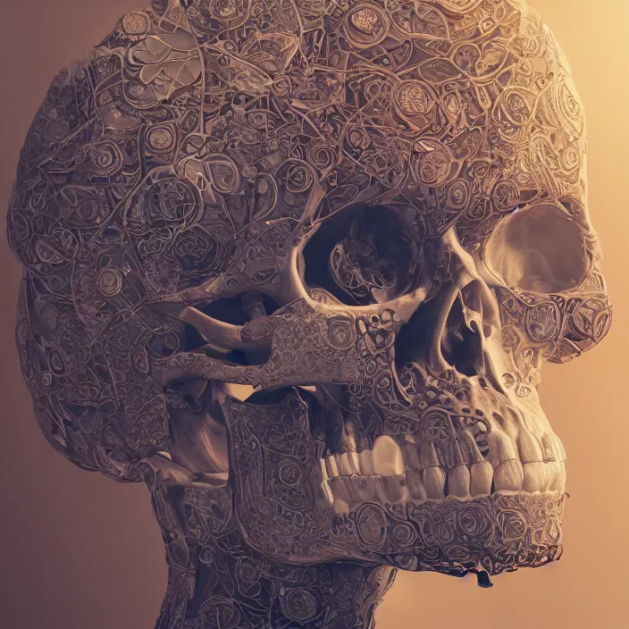 Prompt: portrait of skull drinking coffee. intricate abstract. intricate artwork. by tooth wu, wlop, beeple, dan mumford. octane render, trending on artstation, greg rutkowski very coherent symmetrical artwork. cinematic, hyper realism, high detail, octane render, 8 k, iridescent accents