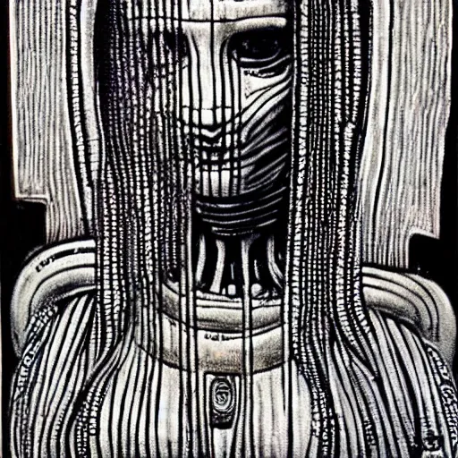 Image similar to giger, h. r. - monalisa in the style of giger, h. r. by giger, h. r.