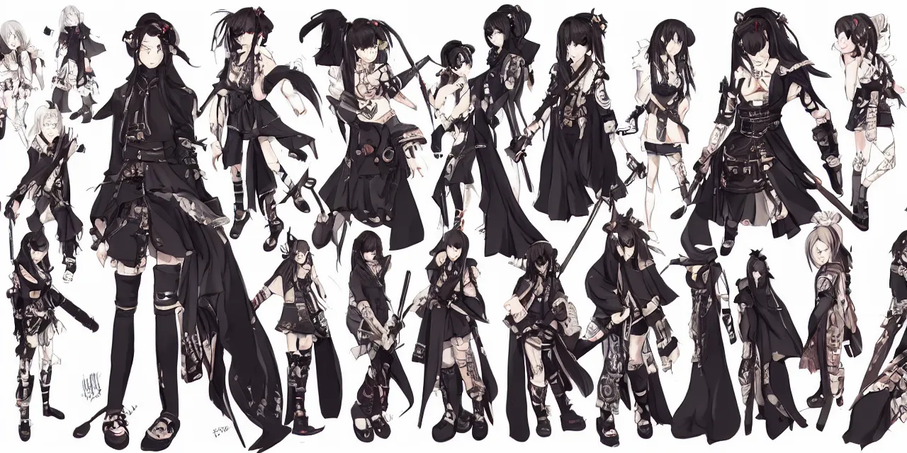 Prompt: fashion, shibuya, anime, game, characters reference sheet, high quality, ultra detailed , samurai, full body