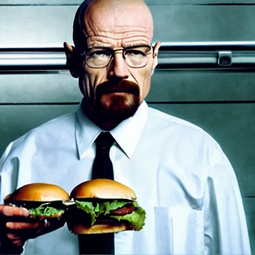 Image similar to Walter White eating burger photo