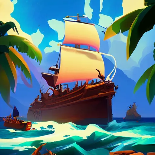 Image similar to painting treasure on sea of thieves game smooth median photoshop filter cutout vector, behance hd by jesper ejsing, by rhads, makoto shinkai and lois van baarle, ilya kuvshinov, rossdraws global illumination