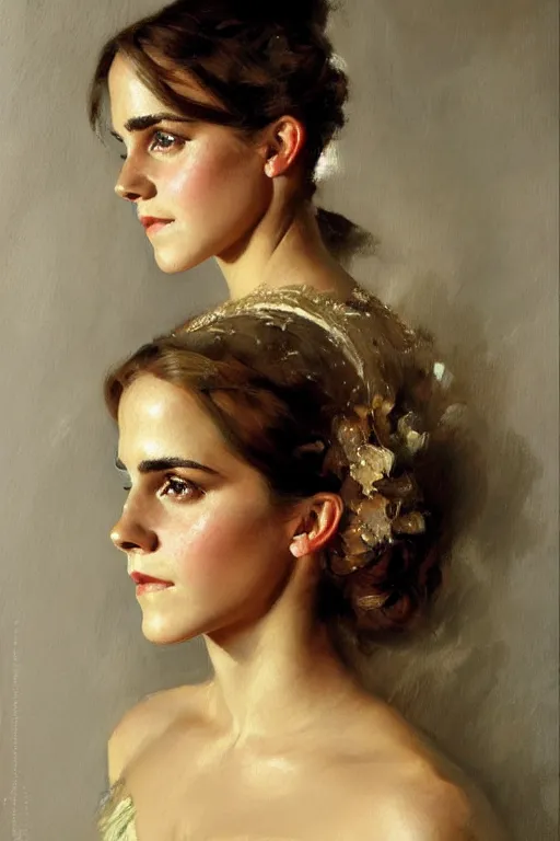 Image similar to emma watson detailed portrait painting by gaston bussiere craig mullins j. c. leyendecker