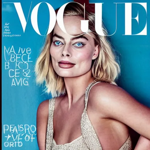 Image similar to a portrait of margot robbie, vogue cover, highly detailed