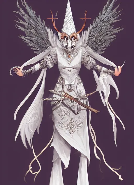 Image similar to hawk headed warlock, wind magic, exquisite details, full body character design, white background, by studio muti