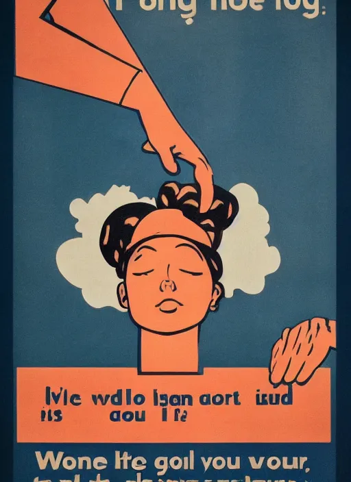 Prompt: propaganda poster instructing to close eyes when a sound is heard