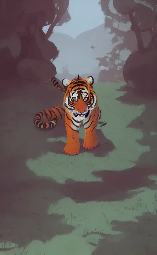 Image similar to a cute tiger character in a scenic environment by atey ghailan, character art, trending on artstation