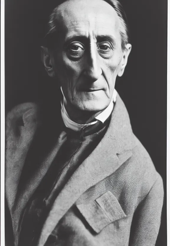 Image similar to a close - up casual photo of marcel duchamp by irving penn, 1 9 2 0 s monochrome snapshot, graflex 4 x 5, f 1. 8, 3 5 mm, ilford delta 3 2 0 0 pro