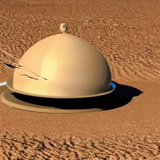 Image similar to a flying saucer in desert with donald trump on the ground underneath it being pulled inside