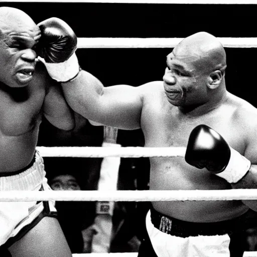 Image similar to danny devito fighting mike tyson in a boxing ring in the 1 9 8 0 s