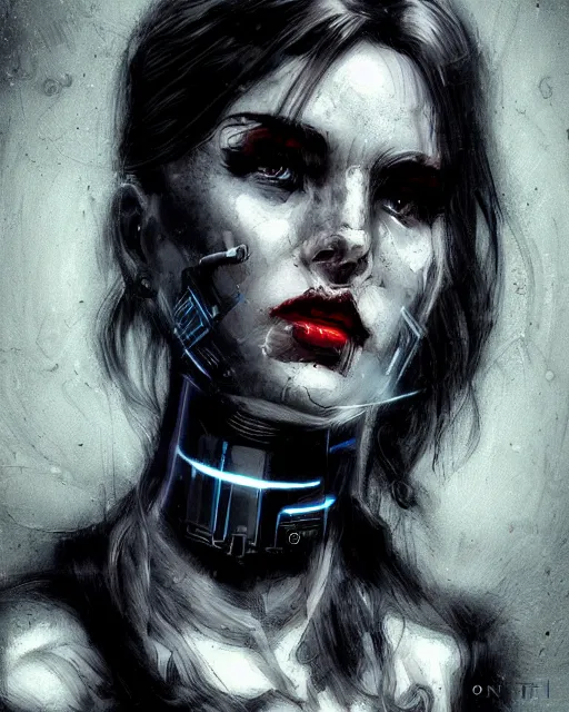 Prompt: retro tech ink smoke portrait cyborg, futuristic grunge art by WLOP and Tony Sart, artstation