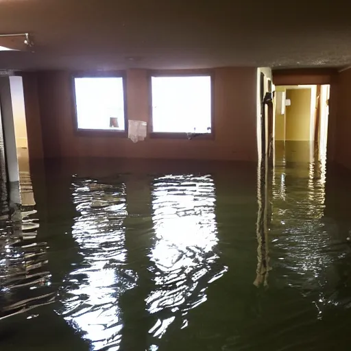Prompt: flooded basement,