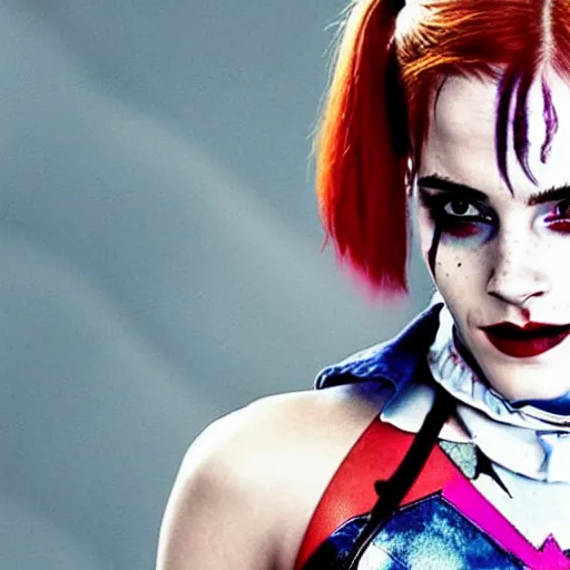 Image similar to emma watson as harley quinn from suicide squad