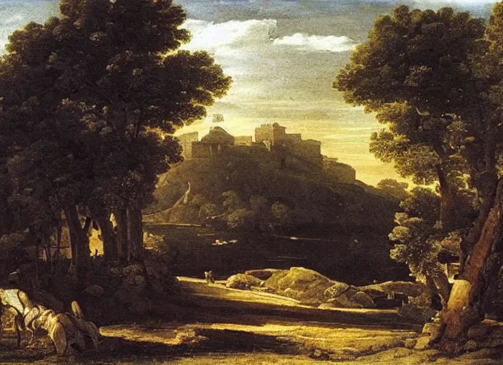 Prompt: landscape, beautiful, bright atmosphere : claude lorrain