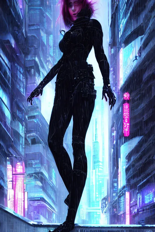 Image similar to portrait futuristic talented cyberpunk female Alchemist, in futuristic stormy heavy snowy thunder tokyo rooftop Enchantment cyberpunk night, ssci-fi, fantasy, intricate, very very beautiful, elegant, neon light, highly detailed, digital painting, artstation, concept art, soft light, hdri, smooth, sharp focus, illustration, art by tian zi and craig mullins and WLOP and alphonse mucha