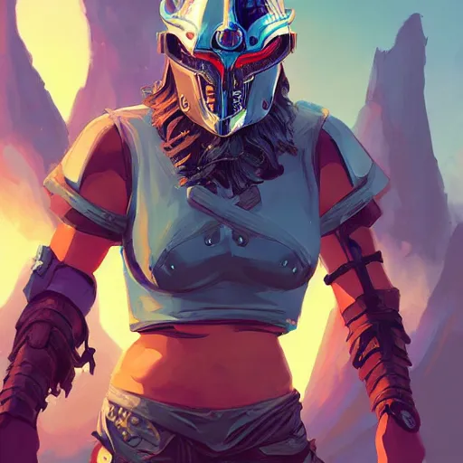 Image similar to cyberpunk viking helmet mask warrior goddess robot ninja fantasy, art gta 5 cover, official fanart behance hd artstation by jesper ejsing, by rhads, makoto shinkai and lois van baarle, ilya kuvshinov, ossdraws