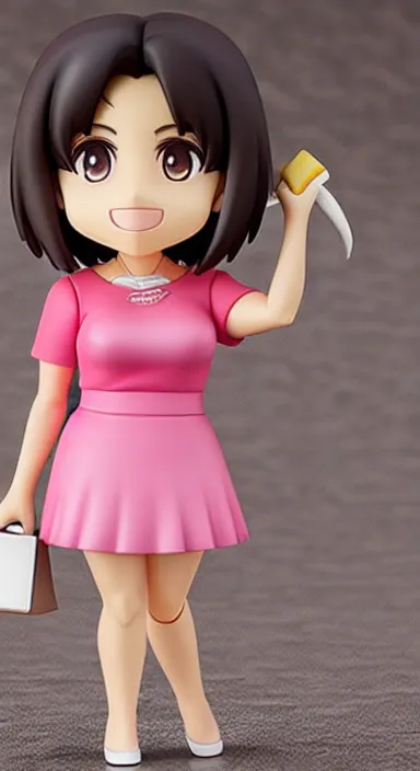 Prompt: leni robredo, an anime nendoroid of leni robredo in pink dress, figurine, detailed product photo, pink dress