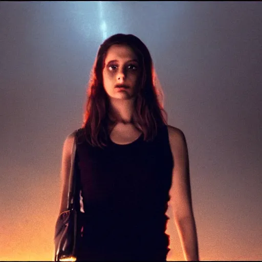 Image similar to movie still of a girl with third eye, cinematic composition, cinematic light, by edgar wright and david lynch