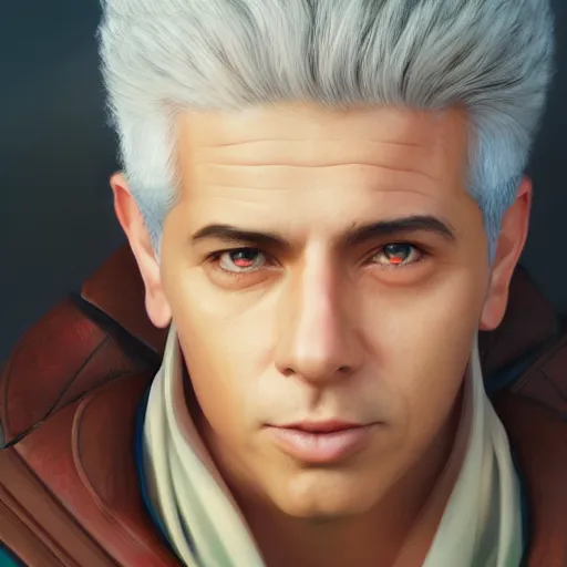Prompt: An epic fantasy anime style portrait painting of Yair Lapid, unreal 5, DAZ, hyperrealistic, octane render, cosplay, RPG portrait, dynamic lighting