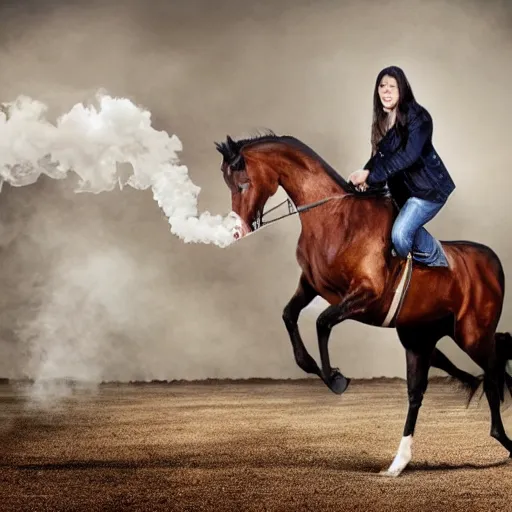 Image similar to promotional photo for a vape juice that tastes like horse