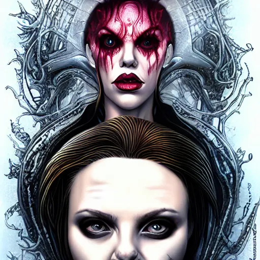 Image similar to lofi scorn giger alien venom joker lovecraftian lovecraft portrait of scarlett johansson, Pixar style, by Tristan Eaton Stanley Artgerm and Tom Bagshaw.
