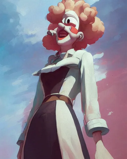 Image similar to krusty the clown in a spaceship pilot dress, portrait, illustration, rim light, top light, perfectly shaded, spring time, slight overcast lighting, soft painting, art by krenz cushart and wenjun lin