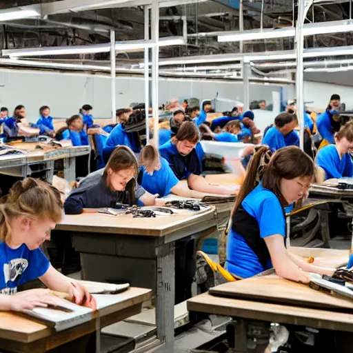 Image similar to lots of young workers slaving in the short factory in drupal