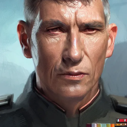 Prompt: portrait of a man by greg rutkowski, admiral jagged fel, star wars expanded universe, he is about 6 0 years old, wearing uniform of the galactic alliance navy, highly detailed portrait, digital painting, artstation, concept art, smooth, sharp foccus ilustration, artstation hq