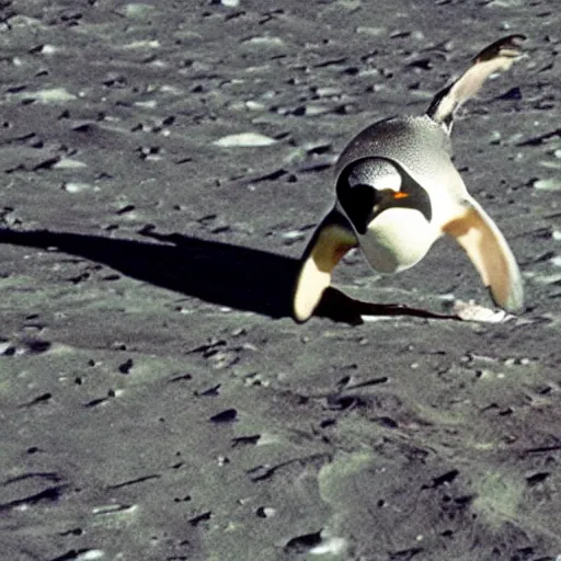 Image similar to footage of penguin moon landing