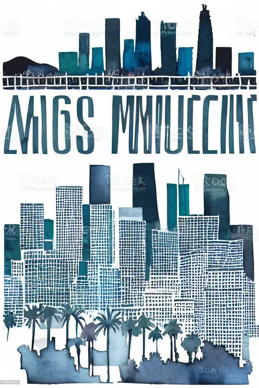 Image similar to minimalist watercolor art of los angeles, illustration, vector art