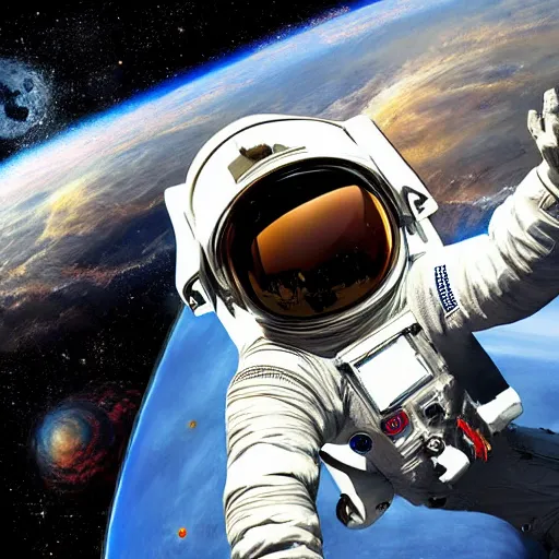 Image similar to victorian astronaut explores space, digital art, highly detailed, high quality, high resolution