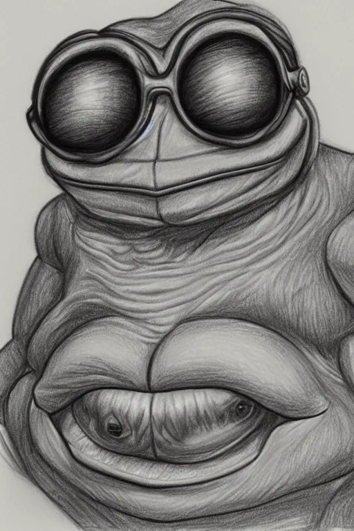 Prompt: portrait drawing of pepe the frog, ultra detailed highly realistic, trending on artstation, rule of thirds, extreme high detail, soft lighting, rim light, volumetric lighting and effects,