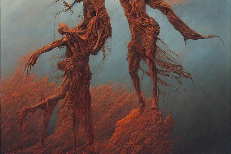 Image similar to an amazing masterpiece of art by gerald brom, Zdzisław Beksiński, a war