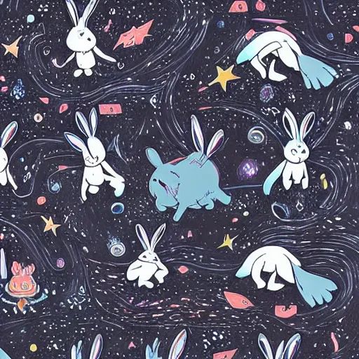 Image similar to A lost sci-fi rabbit, space rabbit, interstellar black hole, by James Jean And WLOPPRO