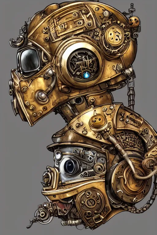 Image similar to steampunk helmet fantasy art mask robot ninja stylized digital illustration sharp focus, elegant intricate digital painting artstation concept art global illumination ray tracing advanced technology chaykin howard and campionpascale and cooke darwyn and davis jack