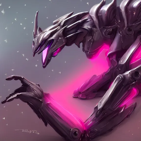 Image similar to very close up foot pov shot, detailed foot shot, paw art, hyperdetailed elegant beautiful stunning hot anthropomorphic mecha female dragon, laying down showing quality mecha dragon feet at camera, furry paw, anthro paw, dragon paw, beans, sharp silver armor fuchsia skin, sleek legs, warframe fanart, furaffinity, deviantart, ekasportal