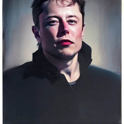 Prompt: Portrait of Elon Musk by Gottfried Helnwein and Phil Hale