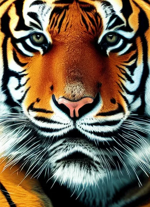 a colour photo of a tiger, a photorealistic painting | Stable Diffusion ...